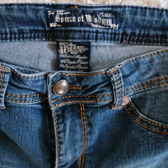 Source of Wisdom Women's Jeans Slim Size 10 Flare Denim, Blue Stretch Western - Picture 3 of 9